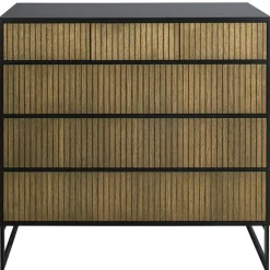 Line Burned Walnut Byrå 3+3 Lådor, Vit / Krom