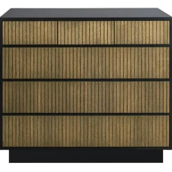 Line Burned Walnut Byrå Med 6 Lådor, Vit