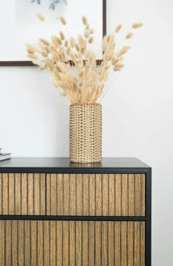 Line Burned Walnut Byrå Med 6 Lådor, Vit