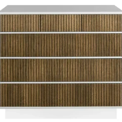 Line Burned Walnut Byrå Med 6 Lådor, Vit