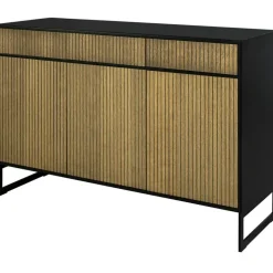 Line Burned Walnut Skänk 3 Dörrar, Vit