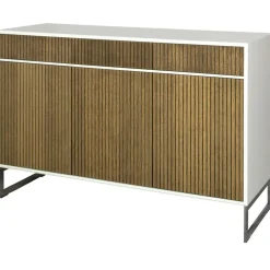 Line Burned Walnut Skänk 3 Dörrar, Vit