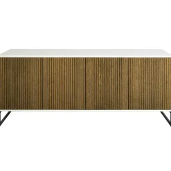 Englesson Skänkar & Sideboards-Line Burned Walnut Skänk 4 Dörrar, Vit/Krom