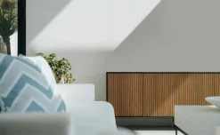 Englesson Skänkar & Sideboards-Line Burned Walnut Skänk 4 Dörrar, Vit/Krom