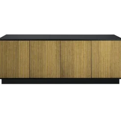 Line Burned Walnut Skänk Med 4 Dörrar, Vit