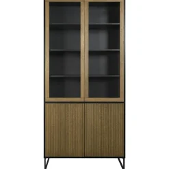 Englesson Skåp & Vitrinskåp-Line Burned Walnut Vitrinskåp, Vit / Svart