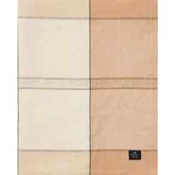 Linen/Cotton Checked Duk Vit/Beige, 150x250 cm