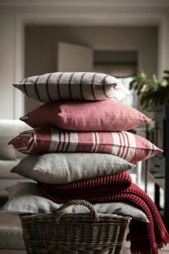 Linåker Kuddfodral 43x43 cm, Röd / Natur