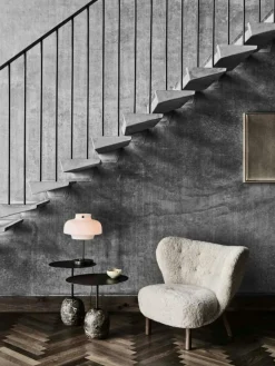 &Tradition Fotpallar|Fåtöljer-Little Petra VB1 Loungestol Set, Fårskinn Moonlight / Valnöt