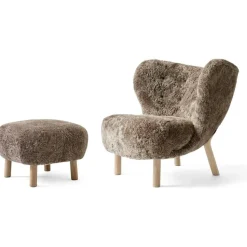 &Tradition Fotpallar|Fåtöljer-Little Petra VB1 Loungestol Set, Fårskinn Sahara / Oljad Ek