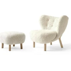 &Tradition Fotpallar|Fåtöljer-Little Petra VB1 Loungestol Set, Fårskinn Sahara / Oljad Ek