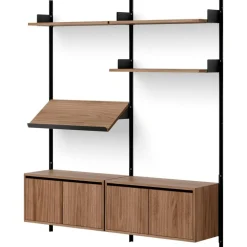 Living Vägghylla Två Låga Skåp Med Dörrar, Ek / Svart