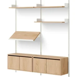 Living Vägghylla Två Låga Skåp Med Dörrar, Ek / Svart