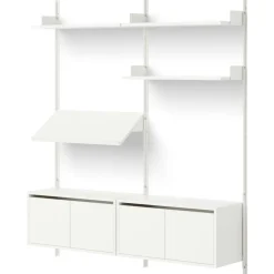 Living Vägghylla Två Låga Skåp Med Dörrar, Ek / Svart