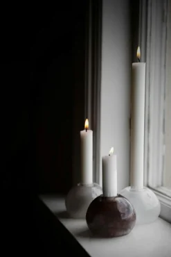 Ljusstake Glas Ø11 cm, Vit