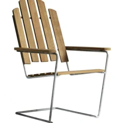 Grythyttan stålmöbler Solstolar & Solsängar-Loungestol A3, Obehandlad Teak / Varmförzinkat Stål