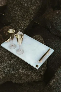 Hilke Collection Brickor-Marmorbricka med Handtag, Vit / Mässing