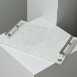 Hilke Collection Brickor-Marmorbricka med Handtag, Vit / Mässing