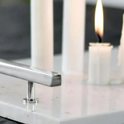 Hilke Collection Brickor-Marmorbricka med Handtag, Vit / Mässing