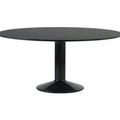 Midst Matbord Ø160 cm, Mörkoljad Ek / Svart