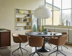 Midst Matbord Ø160 cm, Mörkoljad Ek / Svart