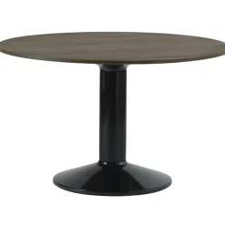 Midst Matbord Ø160 cm, Mörkoljad Ek / Svart