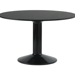 Midst Matbord Ø160 cm, Mörkoljad Ek / Svart