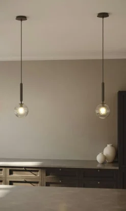 Nuura Fönsterlampor|Pendellampor-Miira 1 Pendel 140 mm, Mässing / Klar