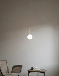 Nuura Fönsterlampor|Pendellampor-Miira 1 Pendel 140 mm, Mässing / Klar