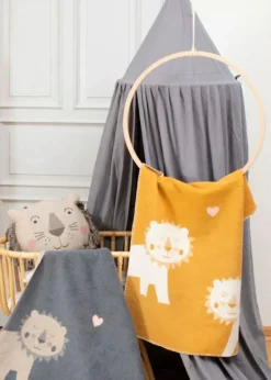 Mila Babyfilt 75x100 cm Lion, Grå / Beige