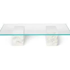 Ferm Living Soffbord-Mineral Soffbord 120x70 cm, Bianco Curia Marmor / Glas
