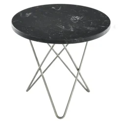 OX Denmarq Sidobord & Avlastningsbord-Mini O Table Sidobord Ø40 cm, Stål/Grå marmor