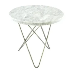 OX Denmarq Sidobord & Avlastningsbord-Mini O Table Sidobord Ø40 cm, Stål/Grå marmor