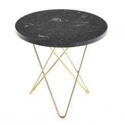 Mini O Table Sidobord Ø40 cm, Mässing/Grå marmor