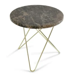 Mini O Table Sidobord Ø40 cm, Mässing/Grå marmor