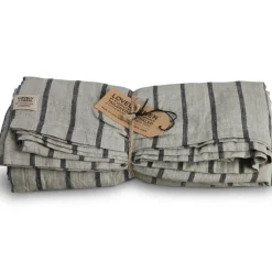 Lovely Linen Dukar & Löpare-Misty Bordsduk, Randigt mönster 145x300 cm, Black Stripe