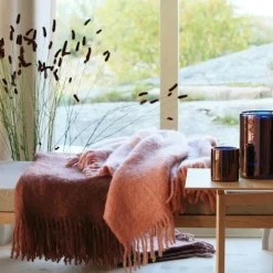 Stackelbergs Plädar & Filtar-Mohair Filt Rullad Frans 130x170 cm, Antique Rose