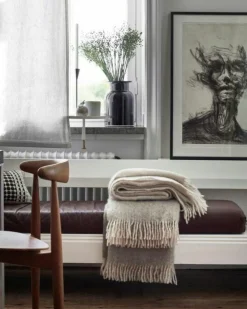 Stackelbergs Plädar & Filtar-Mohair Pläd 130x170 cm, Vit/Slate