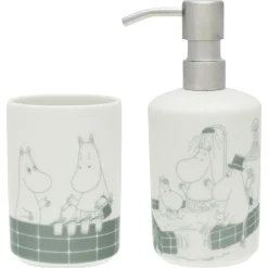 Moomin Arabia Tandborsthållare|Tvålpumpar-Mumin Badrumsset, Badstund