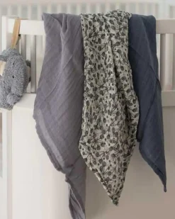 Muslin Babyfilt 3-pack, Blue Olive