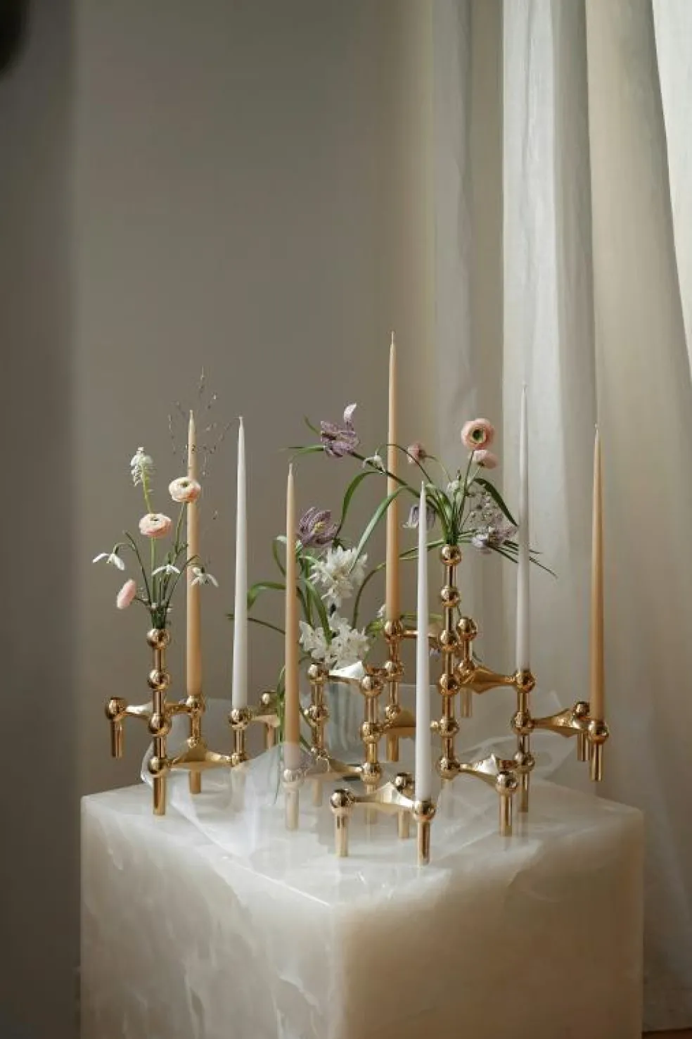 Nagel Ljusstake 3 Delar, Borstad Mässing