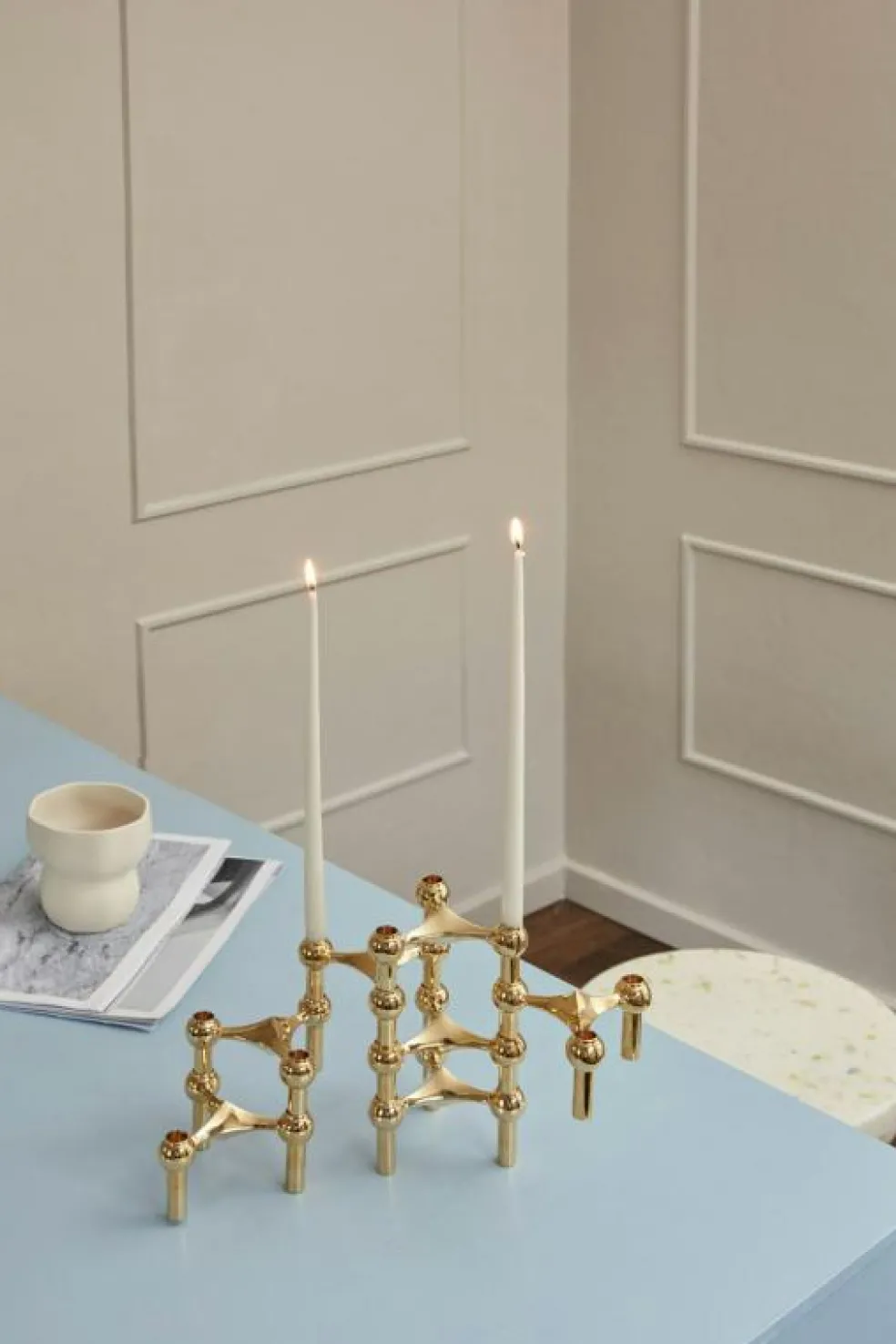 Nagel Ljusstake 3 Delar, Borstad Mässing