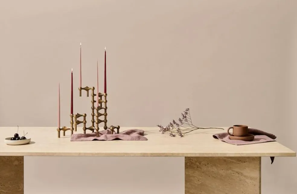 Nagel Ljusstake 3 Delar, Borstad Mässing