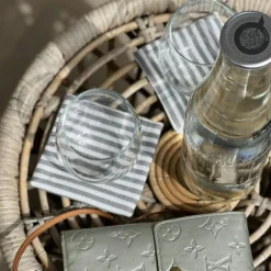 Narrow Stripe Glasunderlägg 10x10 cm 4-pack, Vit