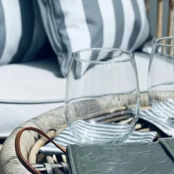 Narrow Stripe Glasunderlägg 10x10 cm 4-pack, Vit