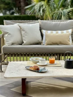 Narrow Stripe Glasunderlägg 10x10 cm 4-pack, Vit