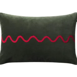 Natu Kuddfodral 40x60 cm, Skogsgrön / Röd