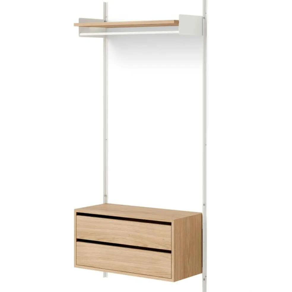 New Works Garderobshylla 1 Skåp Med Lådor, Ek / Svart