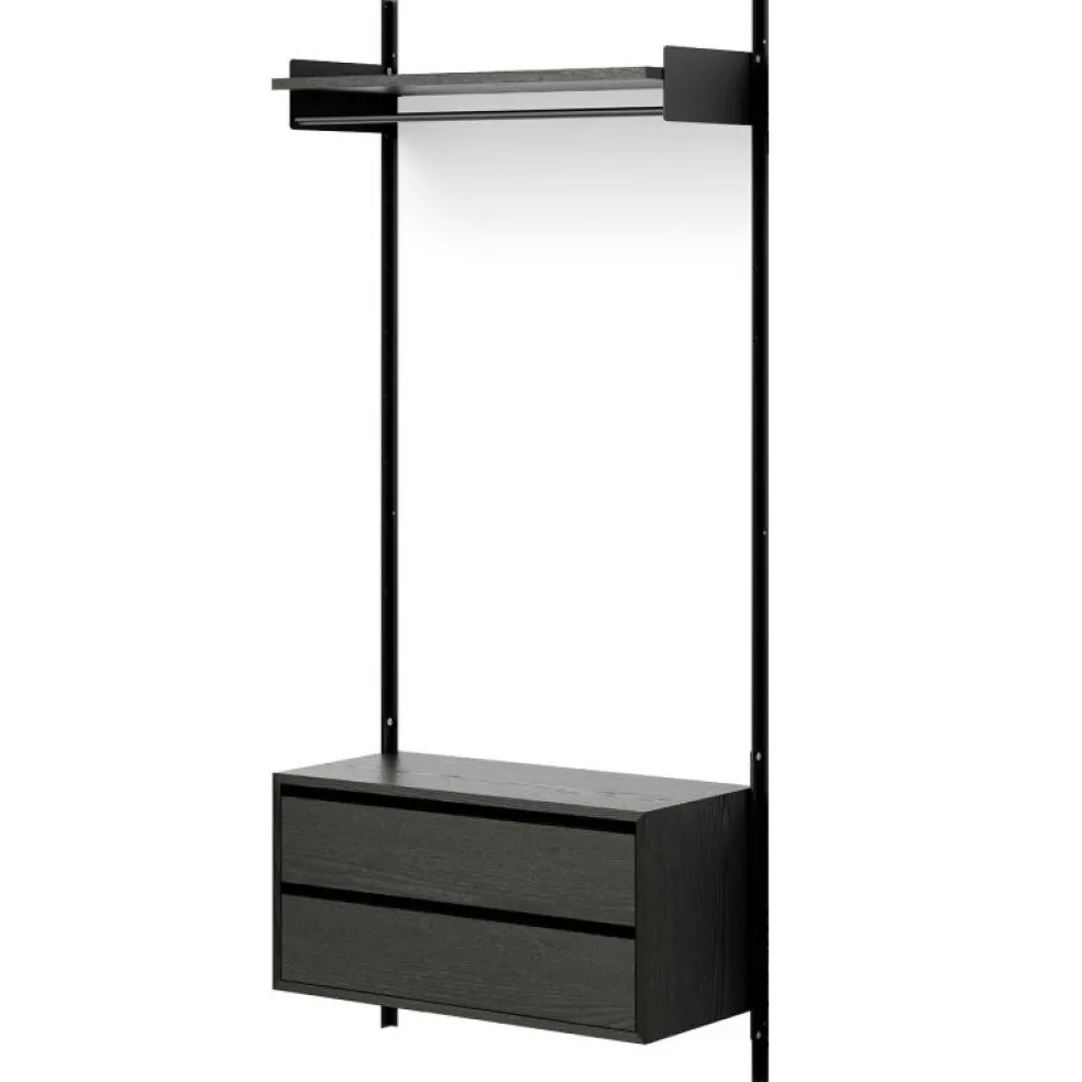 New Works Garderobshylla 1 Skåp Med Lådor, Ek / Svart