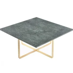 OX Denmarq Soffbord-Ninety Soffbord 80 cm, Mässingsunderrede, Grön Marmor